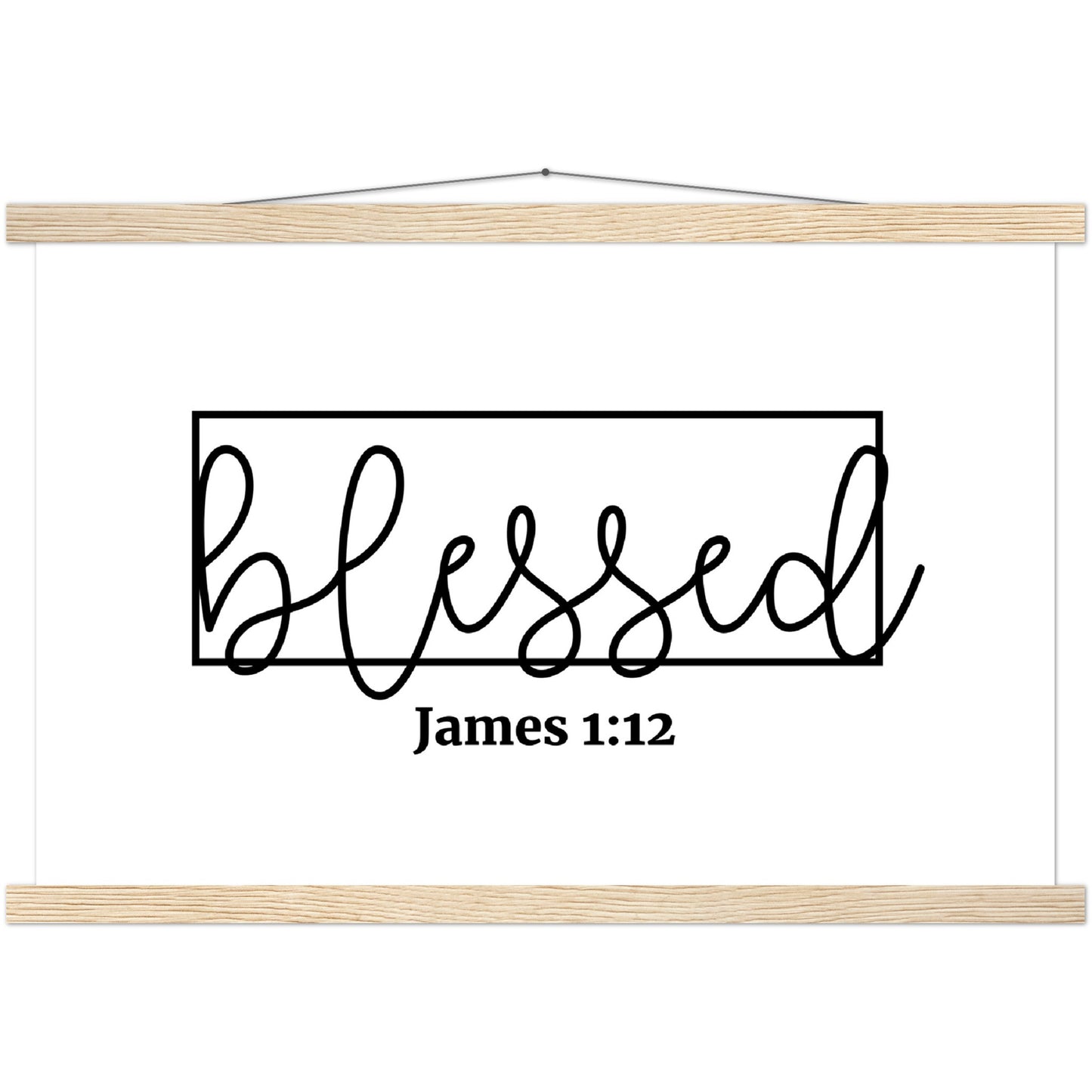 Home Decor | Blessed Sign | Christian Wall Art | Premium Poster with Banner Wood
