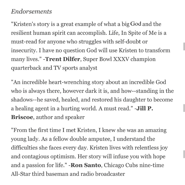 Autographed - Life, In Spite of Me Paperback Book by Kristen Jane Anderson & Tricia Goyer