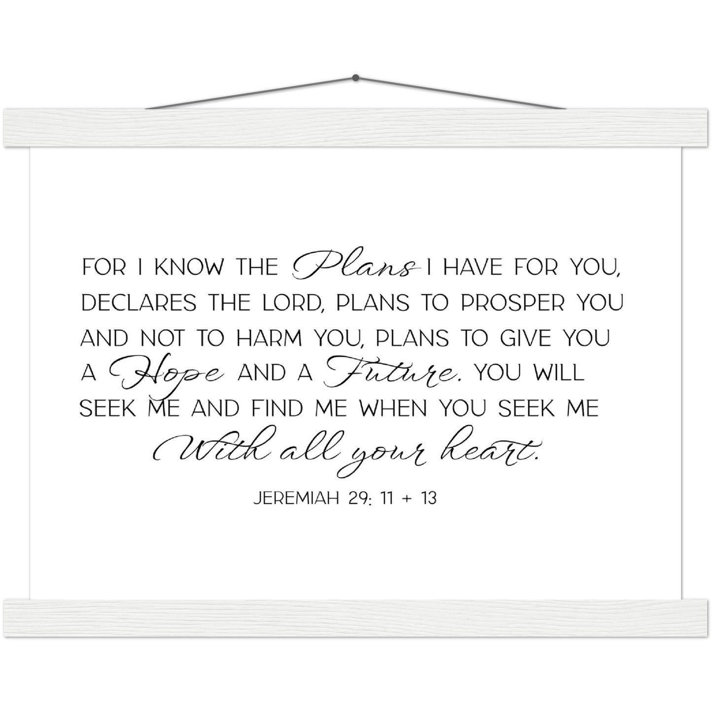 Home Decor | For I Know The Plans | Christian Wall Art | Jeremiah 29:11 | Premium Poster with Banner Wood