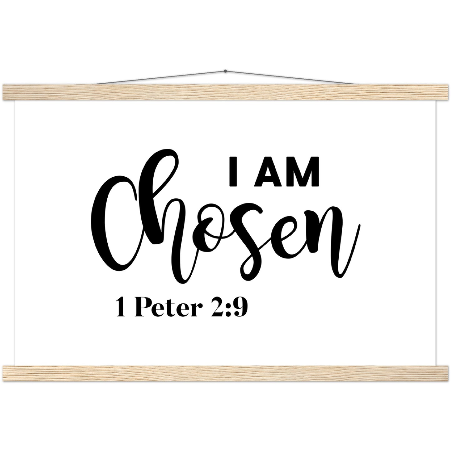 Home Decor | I Am Chosen | Christian Wall Art | Premium Poster with Banner Wood