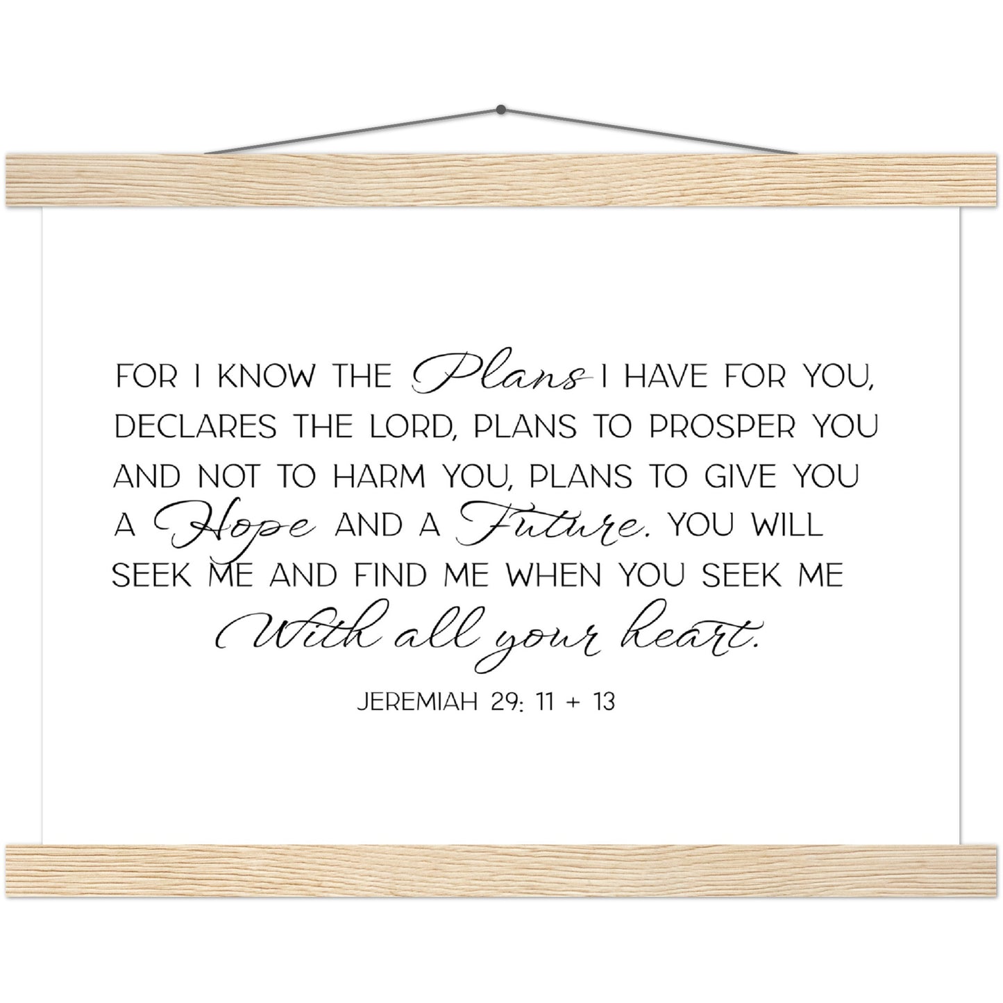 Home Decor | For I Know The Plans | Christian Wall Art | Jeremiah 29:11 | Premium Poster with Banner Wood