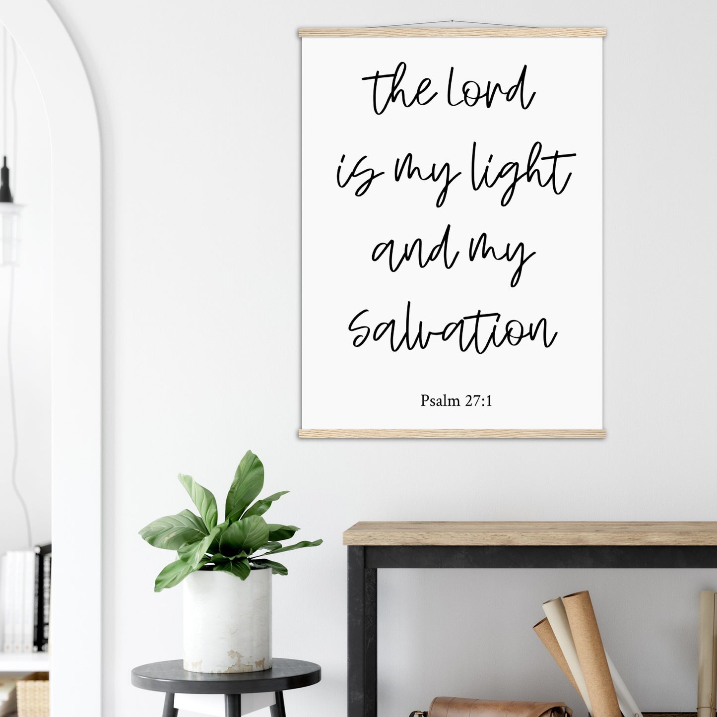 Home Decor | The Lord Is My Light | Christian Wall Art | Premium Poster with Banner Wood